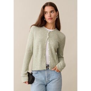 CAARA Marielle Textured Knit Button Front Cardigan Sweater sea foam Size S